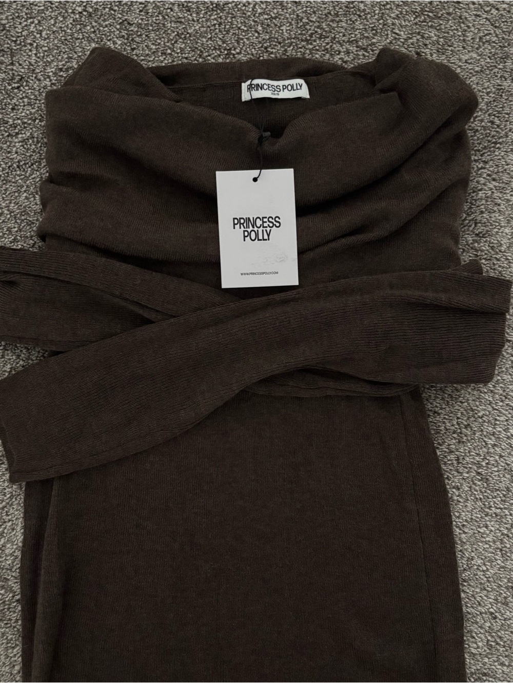 Princess Polly Dark Brown Cowl Neck Turtleneck Sweater